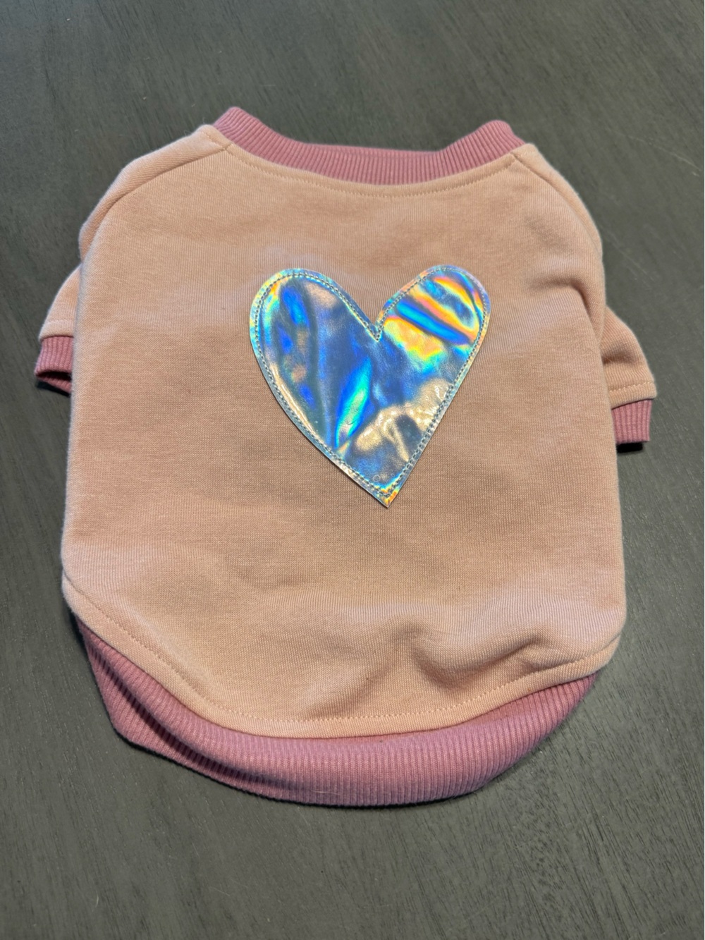 Pink Dog Sweater with Chrome Heart Patch size Small